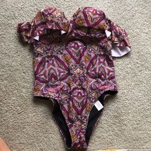 off the shoulder one piece bikini